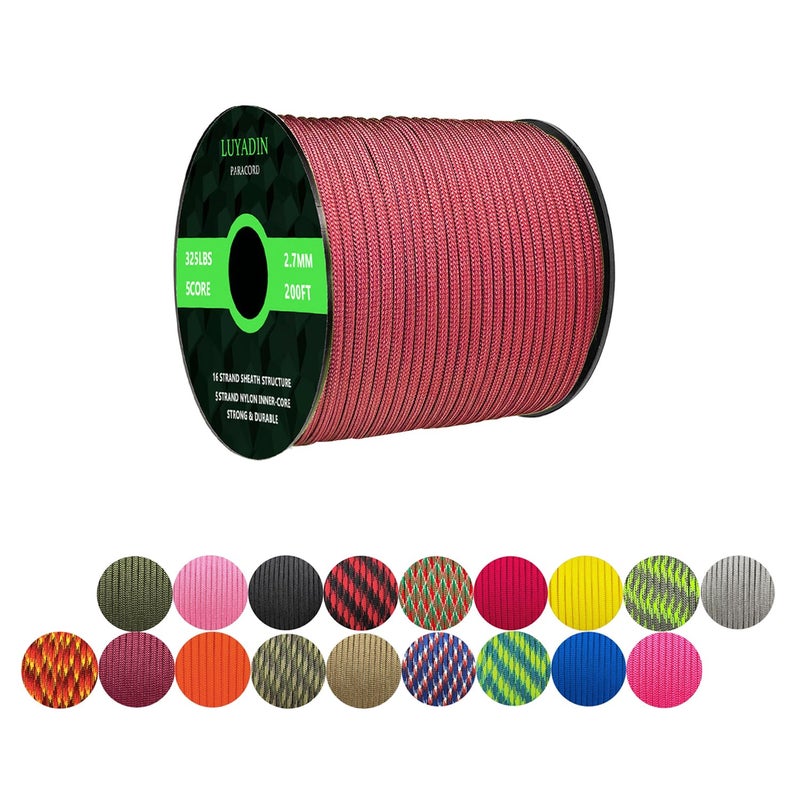 LUYADIN Paracord 325lb Diameter 2.7mm - 5 Strand Parachute Spool Cord - 100ft 200ft,Paracord for Camping,Hiking,Fishing,Outdoor and DIY - Image 1